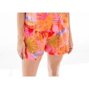 J. Marie Shorts Womens Size M Eden Cotton Lined Palm Tropical Pull On Vacation